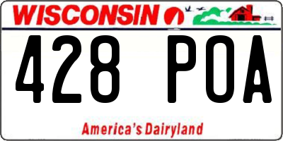 WI license plate 428POA