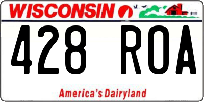 WI license plate 428ROA