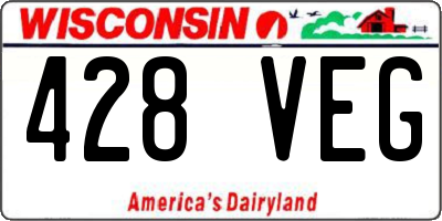 WI license plate 428VEG