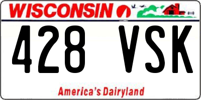 WI license plate 428VSK