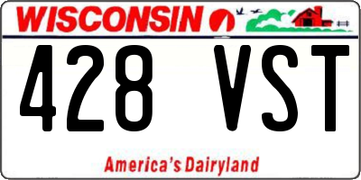 WI license plate 428VST