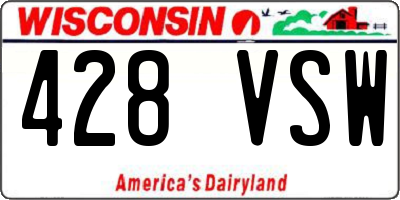 WI license plate 428VSW
