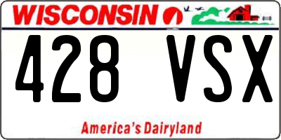 WI license plate 428VSX