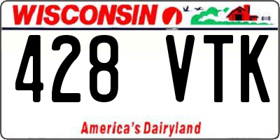WI license plate 428VTK