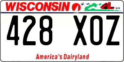 WI license plate 428XOZ
