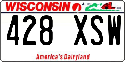 WI license plate 428XSW