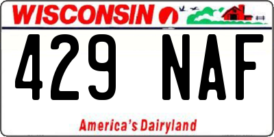 WI license plate 429NAF