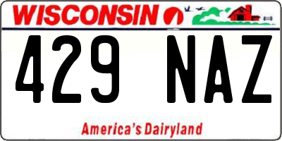 WI license plate 429NAZ