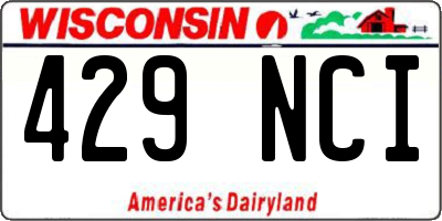 WI license plate 429NCI
