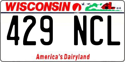 WI license plate 429NCL
