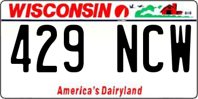 WI license plate 429NCW