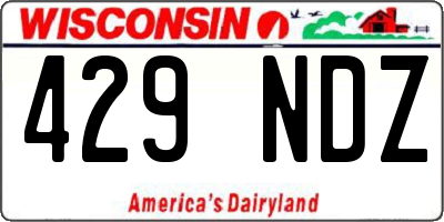 WI license plate 429NDZ