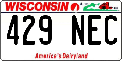 WI license plate 429NEC