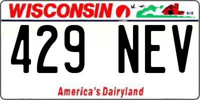 WI license plate 429NEV