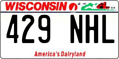 WI license plate 429NHL