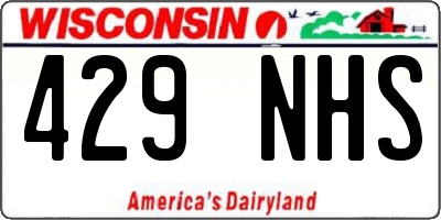 WI license plate 429NHS