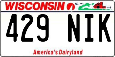 WI license plate 429NIK