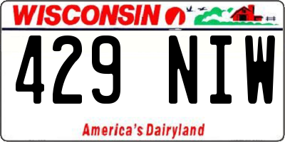 WI license plate 429NIW
