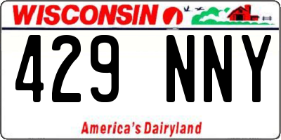 WI license plate 429NNY