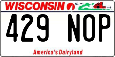 WI license plate 429NOP