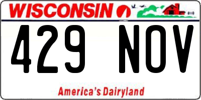 WI license plate 429NOV