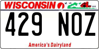 WI license plate 429NOZ