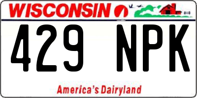 WI license plate 429NPK