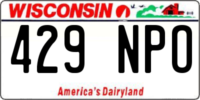 WI license plate 429NPO
