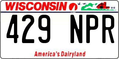 WI license plate 429NPR