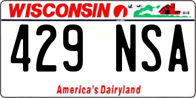 WI license plate 429NSA