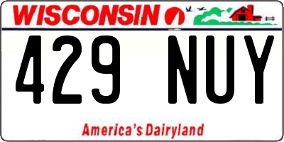 WI license plate 429NUY