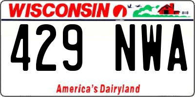 WI license plate 429NWA