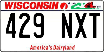 WI license plate 429NXT
