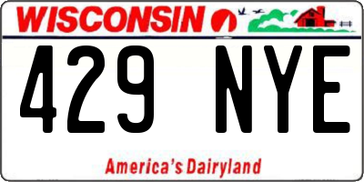 WI license plate 429NYE