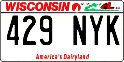 WI license plate 429NYK