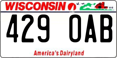 WI license plate 429OAB