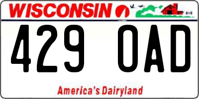 WI license plate 429OAD