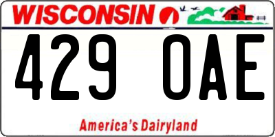 WI license plate 429OAE
