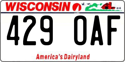 WI license plate 429OAF