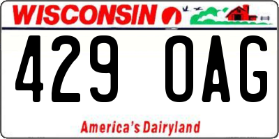WI license plate 429OAG