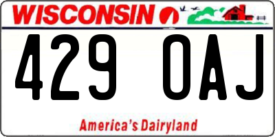 WI license plate 429OAJ