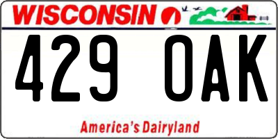 WI license plate 429OAK