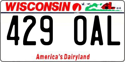 WI license plate 429OAL