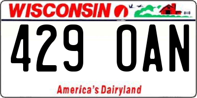 WI license plate 429OAN
