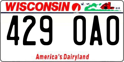 WI license plate 429OAO