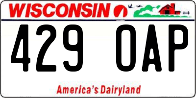 WI license plate 429OAP