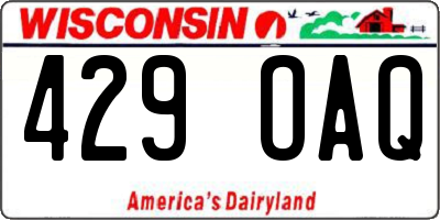 WI license plate 429OAQ