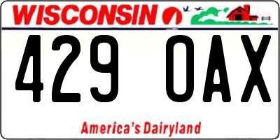 WI license plate 429OAX