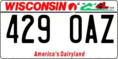 WI license plate 429OAZ