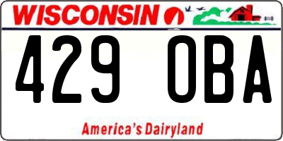 WI license plate 429OBA